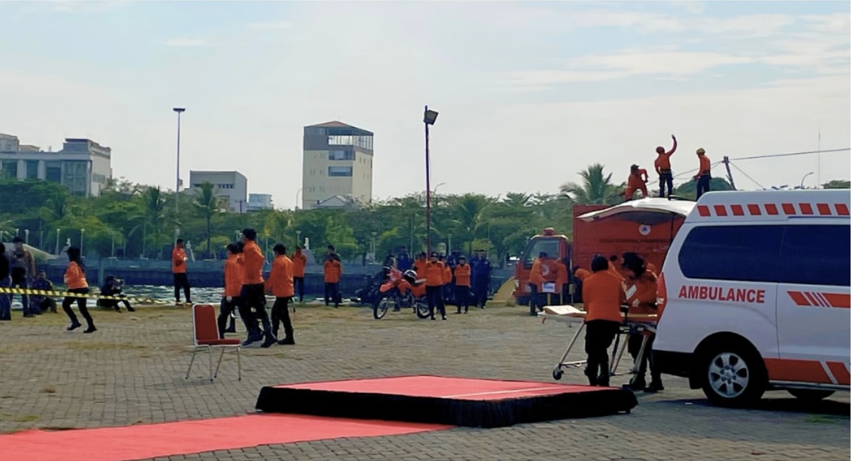 Dinas Pertanahan Makassar Hadiri Apel Gladi Kesiapsiagaan dan Simulasi Bencana