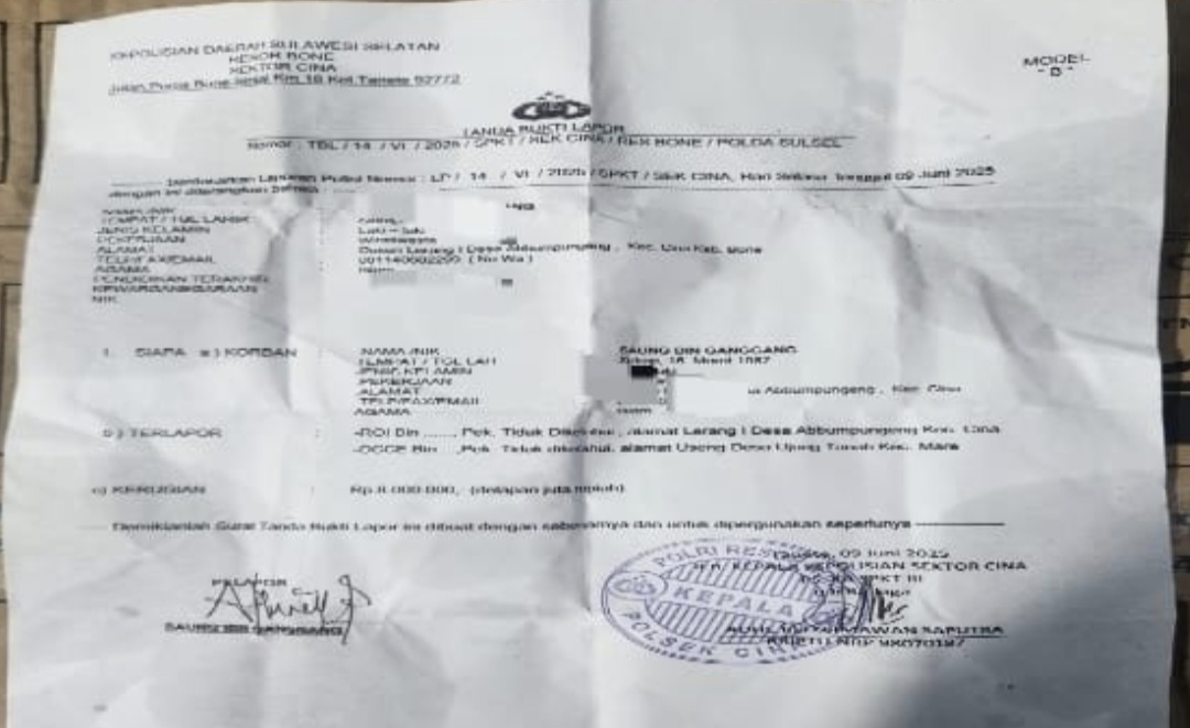 Warga Ngaku Dimintai Uang Oleh Oknum Polisi di Polsek Cina Bone, Ini Kronologinya