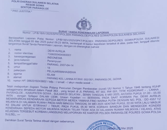 Motor Yamaha Fino Milik Warga Lanna Raib Dicuri di Halaman Rumah