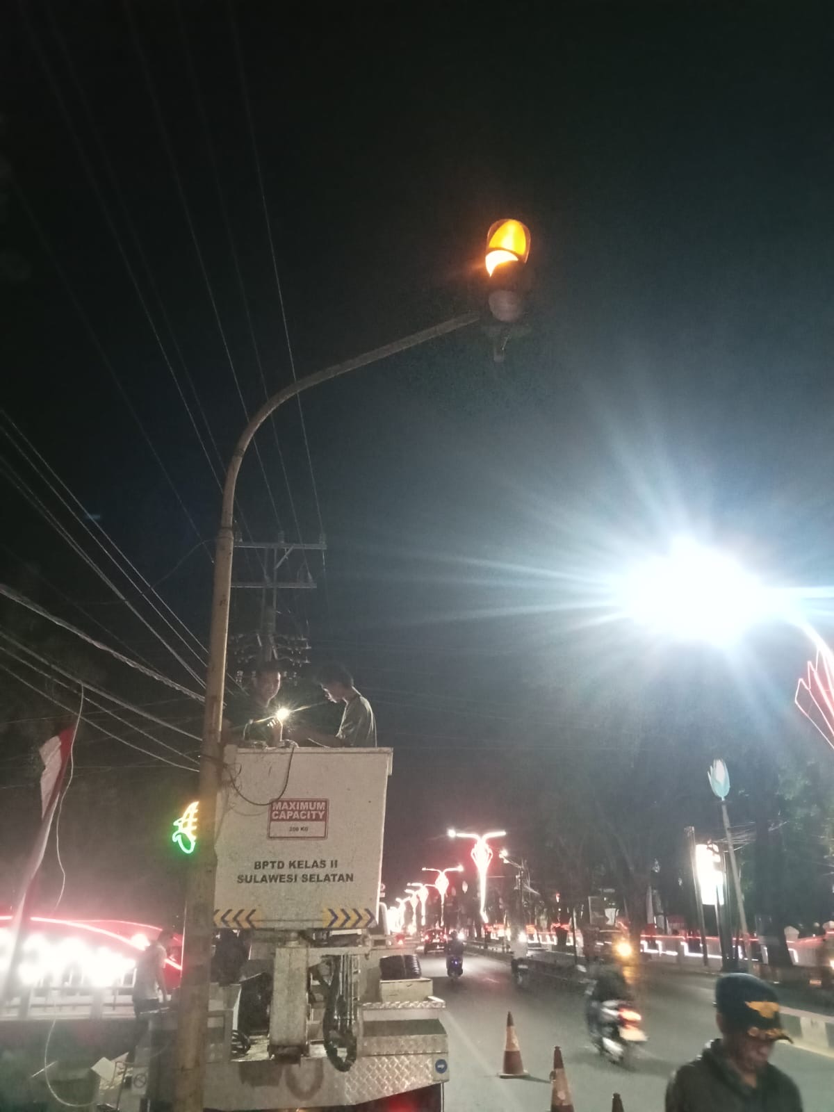 Warning Light di Dua Titik Jalan Jenderal Sudirman Takalar Kembali Menyala, Dishub Bergerak Cepat
