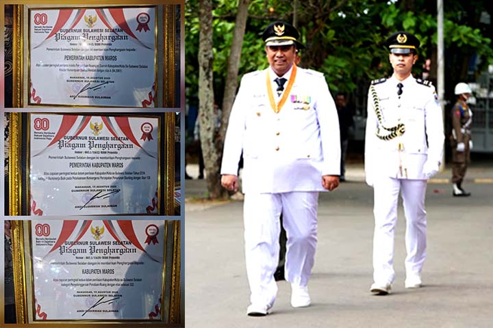 Pemkab Maros Terima Tiga Penghargaan Sekaligus Dari Provinsi, Raih Peringkat Satu Pengelolaan Keuangan