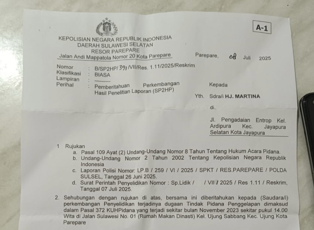 Warga Keluhkan Laporannya  di Polres Parepare Mandek, Begini Penjelasan Polisi