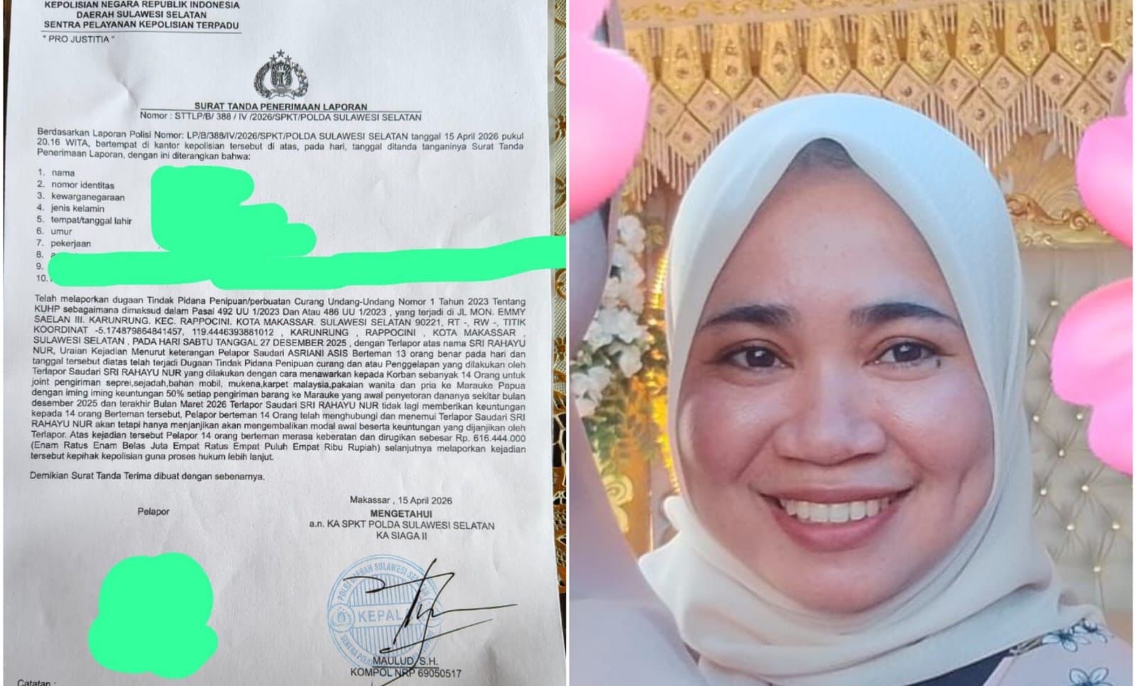 Belasan Korban, Penipuan di Makassar Timbulkan Kerugian Rp616 Juta