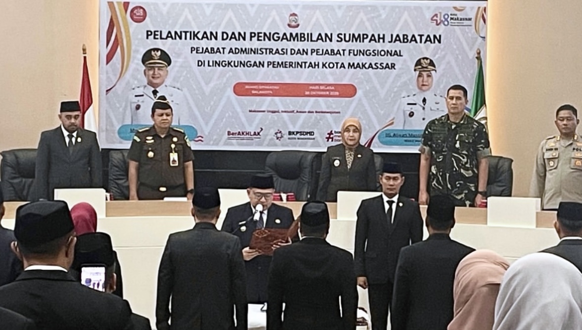 Dinas Pertanahan Makassar Hadiri Pelantikan Pejabat Administrasi dan Fungsional Lingkup Pemkot Makassar