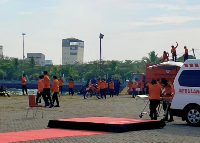 Dinas Pertanahan Makassar Hadiri Apel Gladi Kesiapsiagaan dan Simulasi Bencana