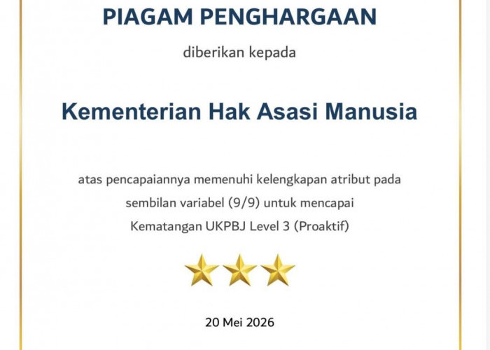 Kementerian HAM Raih Penghargaan UKPBJ Proaktif Level 3 dari LKPP