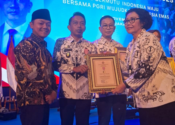 Bupati Syaharuddin Alrif Terima Anugerah Dwija Praja Nugraha, Penghargaan Tertinggi PB PGRI