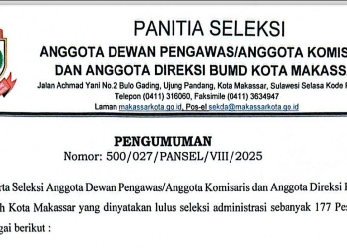 639 Peserta Gagal Lolos Seleksi Berkas, Berikut Nama-nama Calon Direksi dan Dewas Perusda ke Tahap Selanjutnya