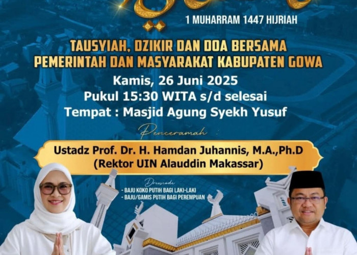 Sore Ini, Pemkab Gowa Gelar Taudziah, Dzikir dan Doa Sambut 1 Muharram 1447 Hijriah