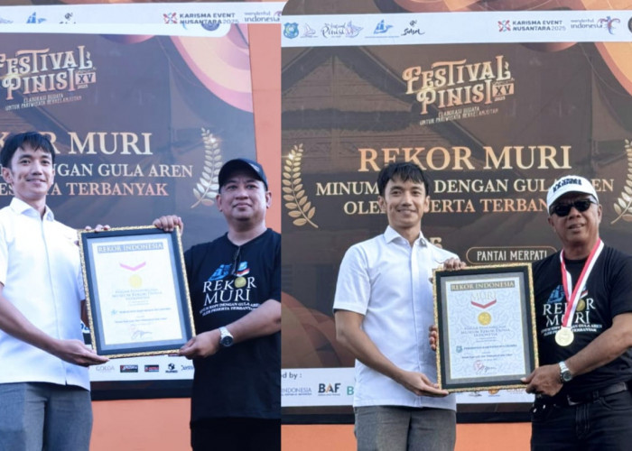Peserta Minum Kopi Gula Aren Terbanyak di Festival Pinisi, KMB Pecahkan Rekor MURI