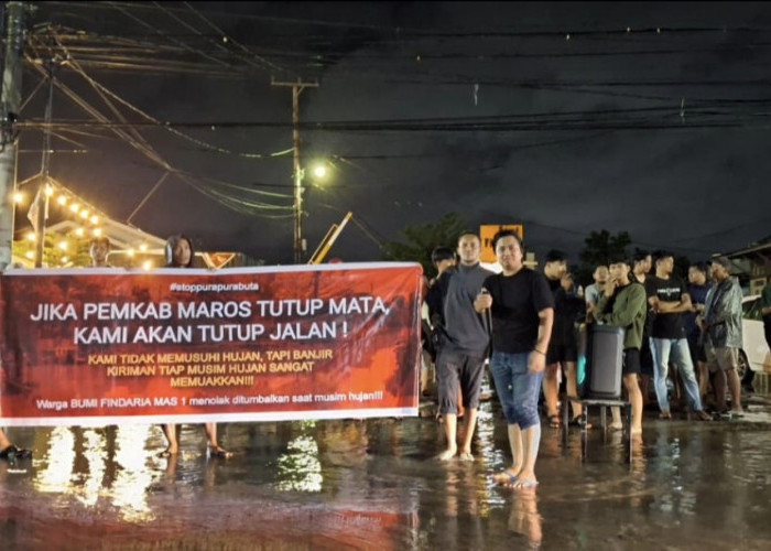Pemkab Maros Dianggap Tutup Mata Soal Banjir, Warga Bumi Findaria Mas 1 Ancam Blokir Jalan