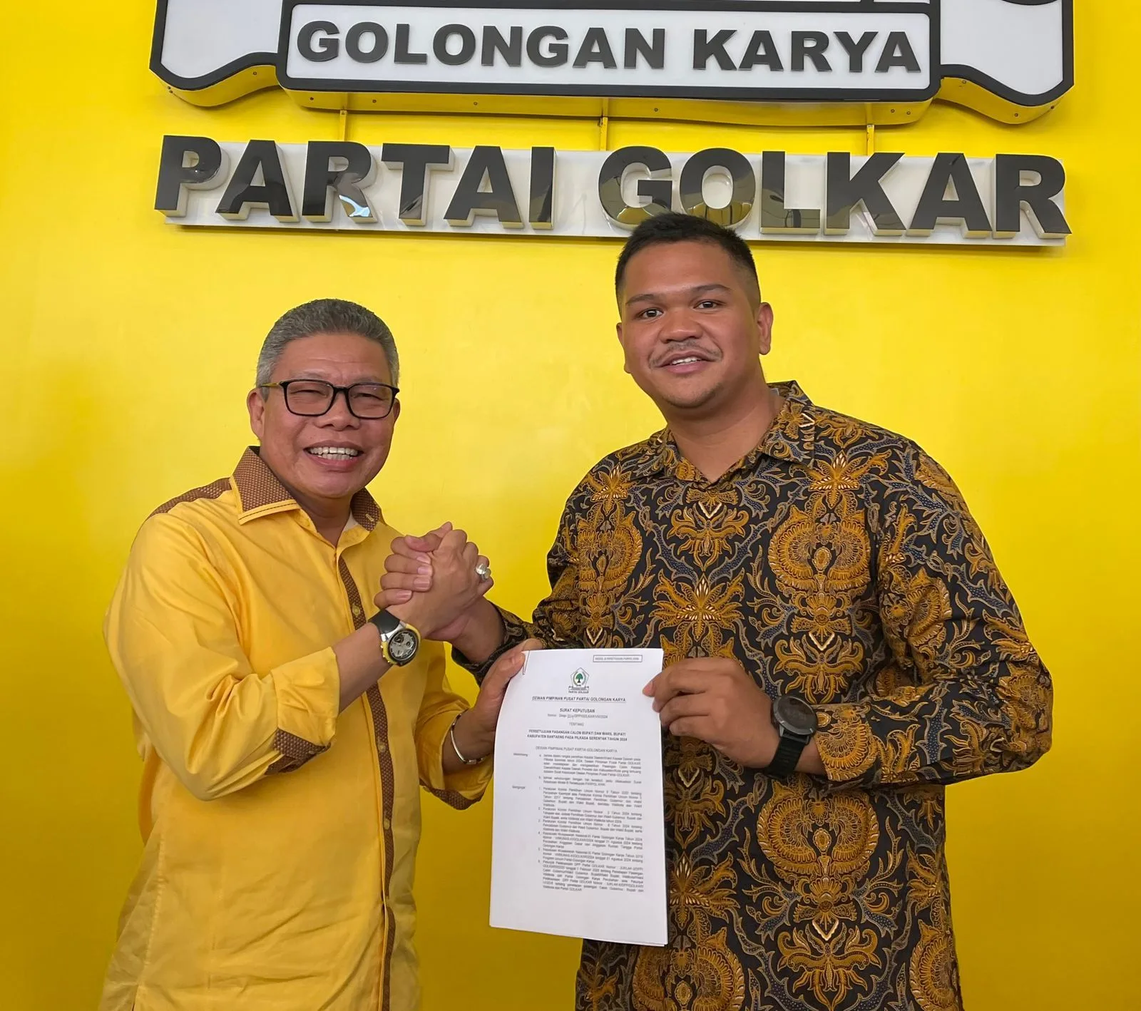 Terima SK B1KWK Golkar, Uji Nurdin &#8211; Sahabuddin Siap Daftar di KPU 28 Agustus