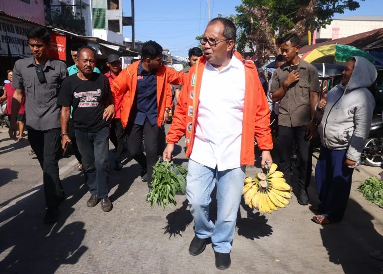 Blusukan di Pasar Sentral Pangkep, Danny Berdialog Hingga Borong Sayur Pedagang