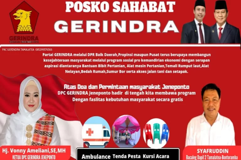 DPC Gerindra Jeneponto akan Luncurkan Program Gratis Fasilitasi Kebutuhan Masyarakat