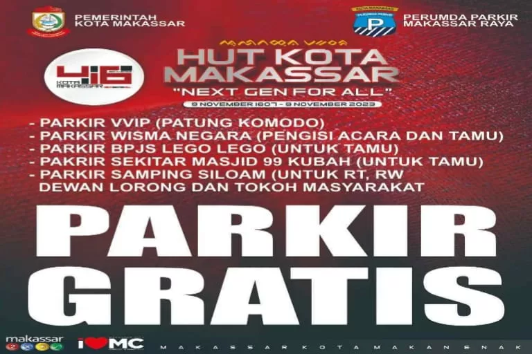 HUT Kota Makassar ke-416, PD Parkir Siapkan Lima Kantong Parkir Gratis