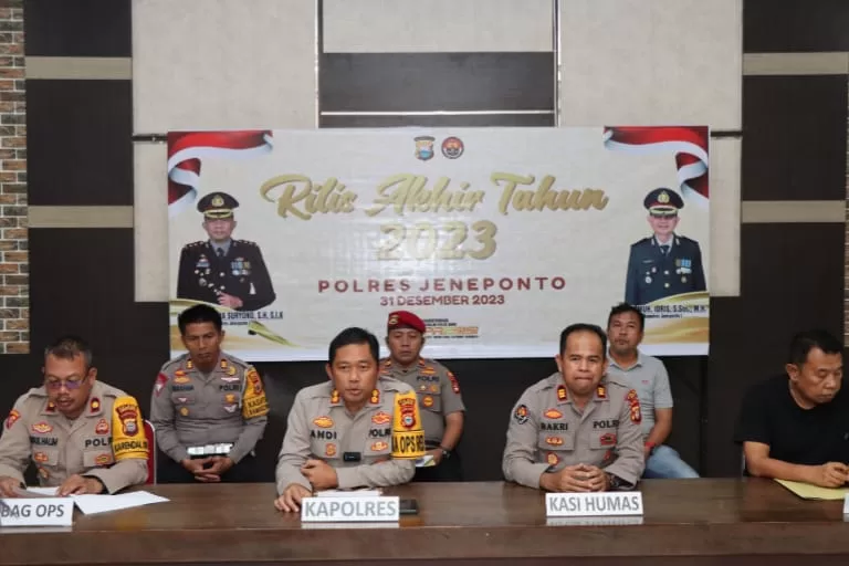 Akhir Tahun 2023, Polres Jeneponto Gelar Konferensi Pers, Ungkap Kasus di 2022 Meningkat