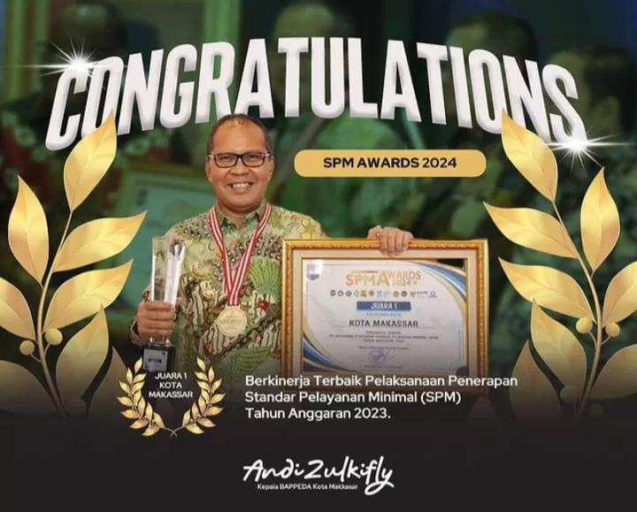 Pemkot Makassar Juara 1 SPM Award 2024, Kepala Bappeda Kota Makassar Ucapkan Selamat